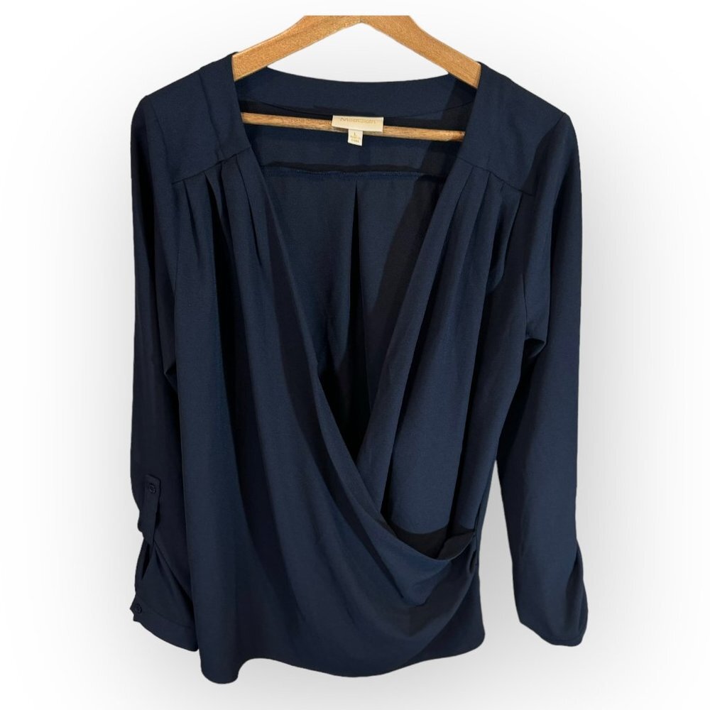 Modcloth Navy Wrap-Style Blouse